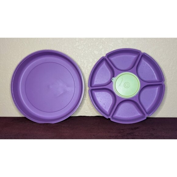 Tupperware Other - Vintage Purple Tupperware 6 Serving Center Large Divided Veggie Party Dip Bowl